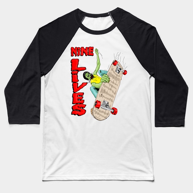 nine lives skate Baseball T-Shirt by Johanmalm